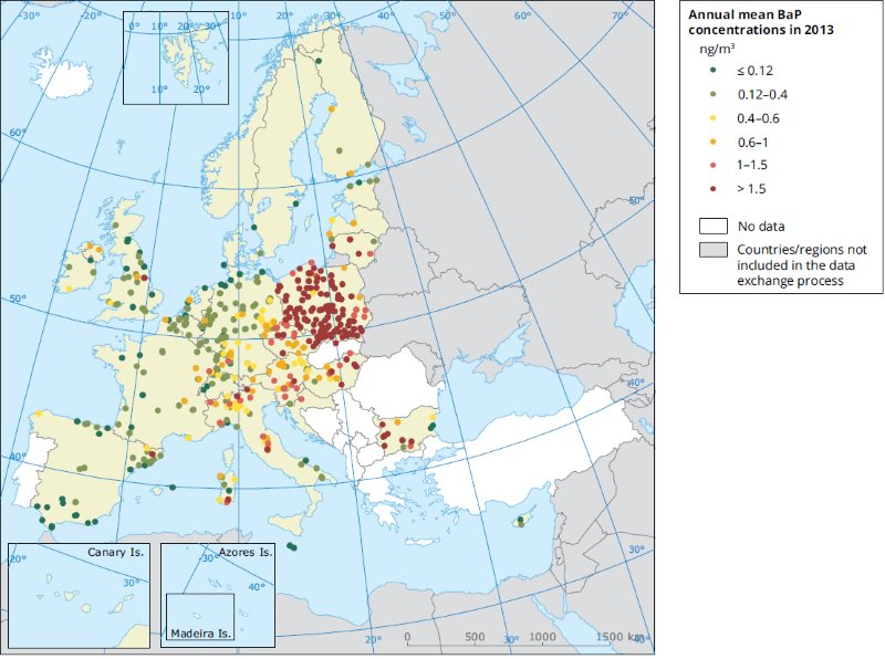 Zanieczyszczenie powietrza w Europie. Fot. European Environment Agency