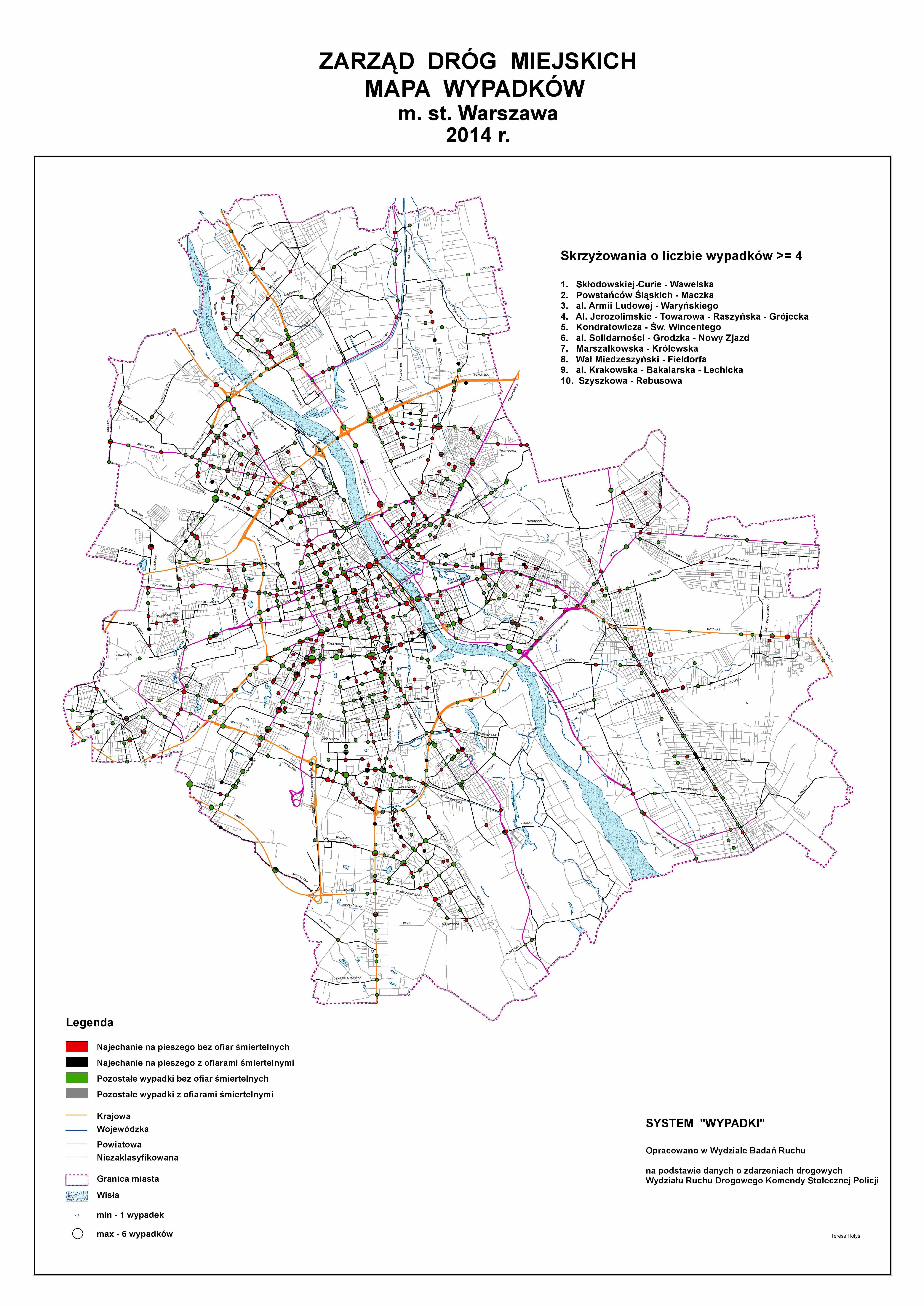 zdm warszawa mapa Gdzie najczęściej zdarzały się wypadki drogowe w 2014 roku? [MAPA 