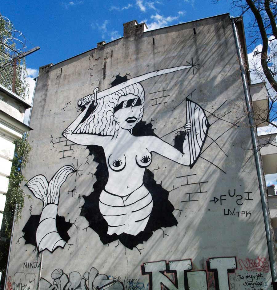 Mural Syrenki na ul. Spacerowej 12. Fot. fuzi-uvtpk.com