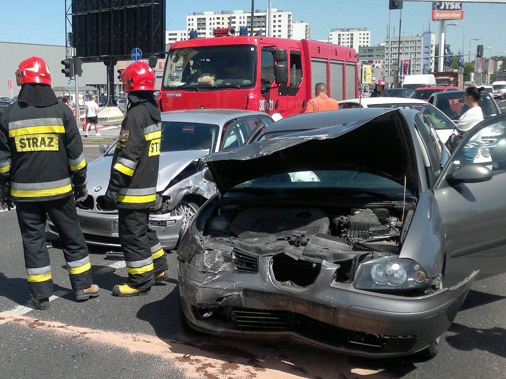 Wypadek na ul. Górczewskiej. Fot. PSP