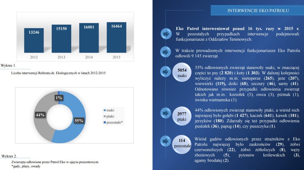 Interwencje Eko Patrolu w poszczególnych latach