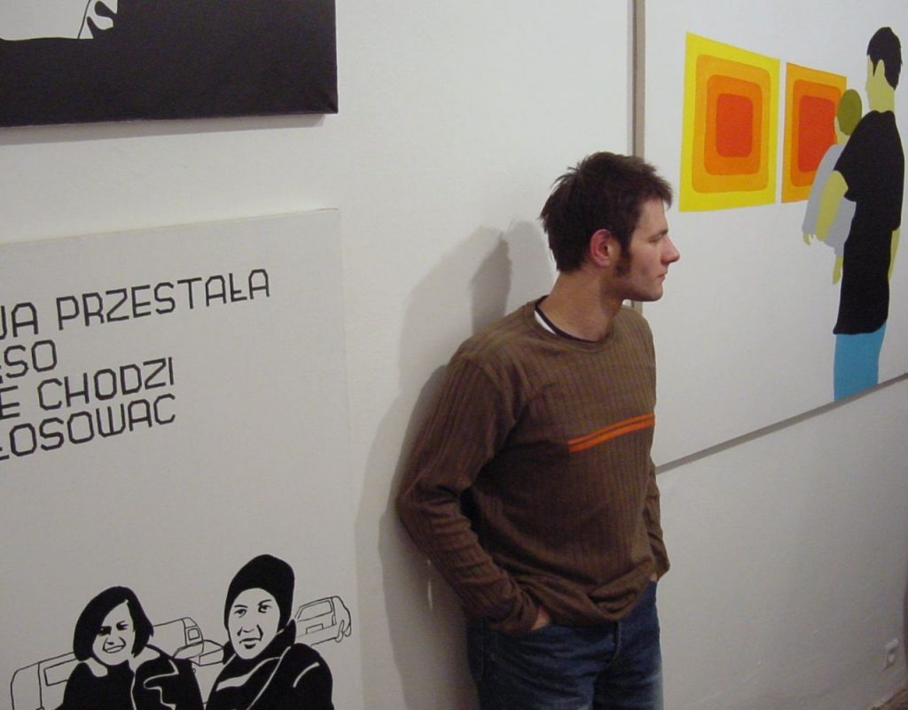 Wilhelm Sasnal na wernisażu w Galerii Raster, Warszawa, 2001. Fot. Klarson87 / Wikipedia