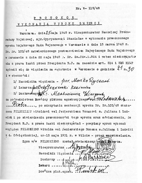 Witold_Pilecki_-_protokol_z_egzekucji_(execution_certificate_signed_by_Smietanski)_1948