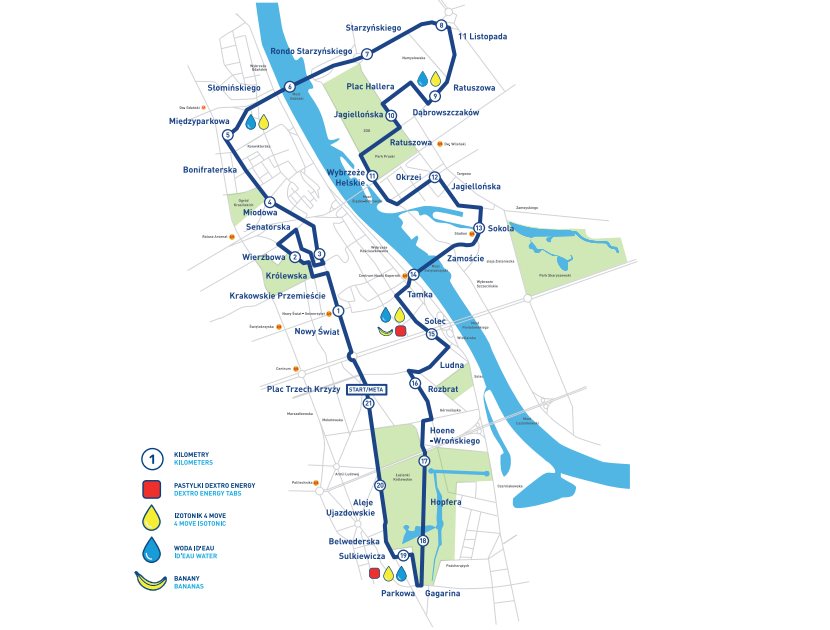 Trasa maratonu. Fot. pzupolmaratonwarszawski.com/