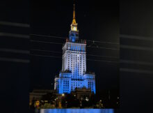 Oświetlony Pałac Kultury i Nauki