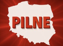 Mapa Polski z napisem PILNE.