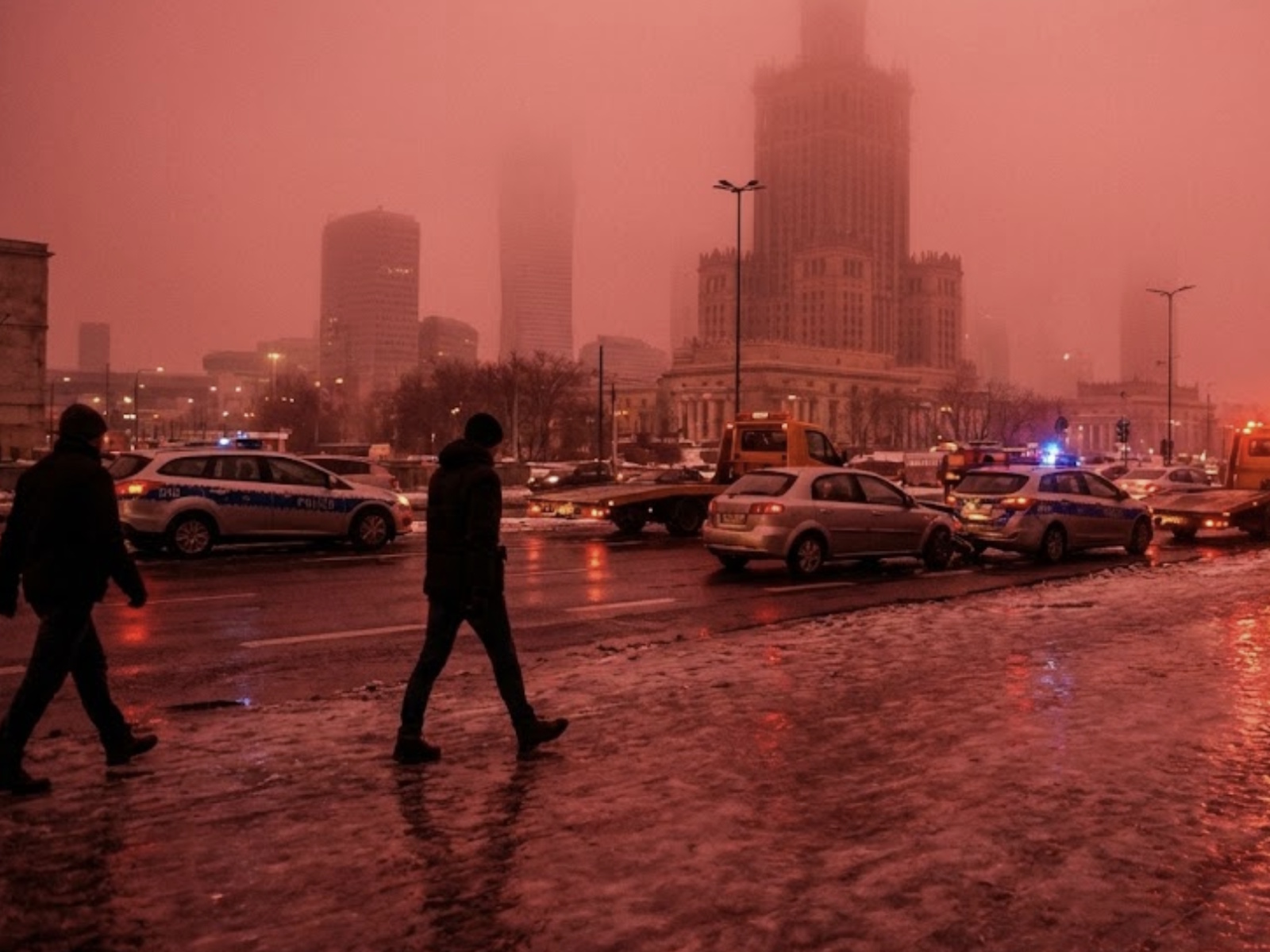 Cienka warstwa lodu na chodnikach, 30 kolizji w kilka godzin. Warszawa budzi się w lodowej pułapce