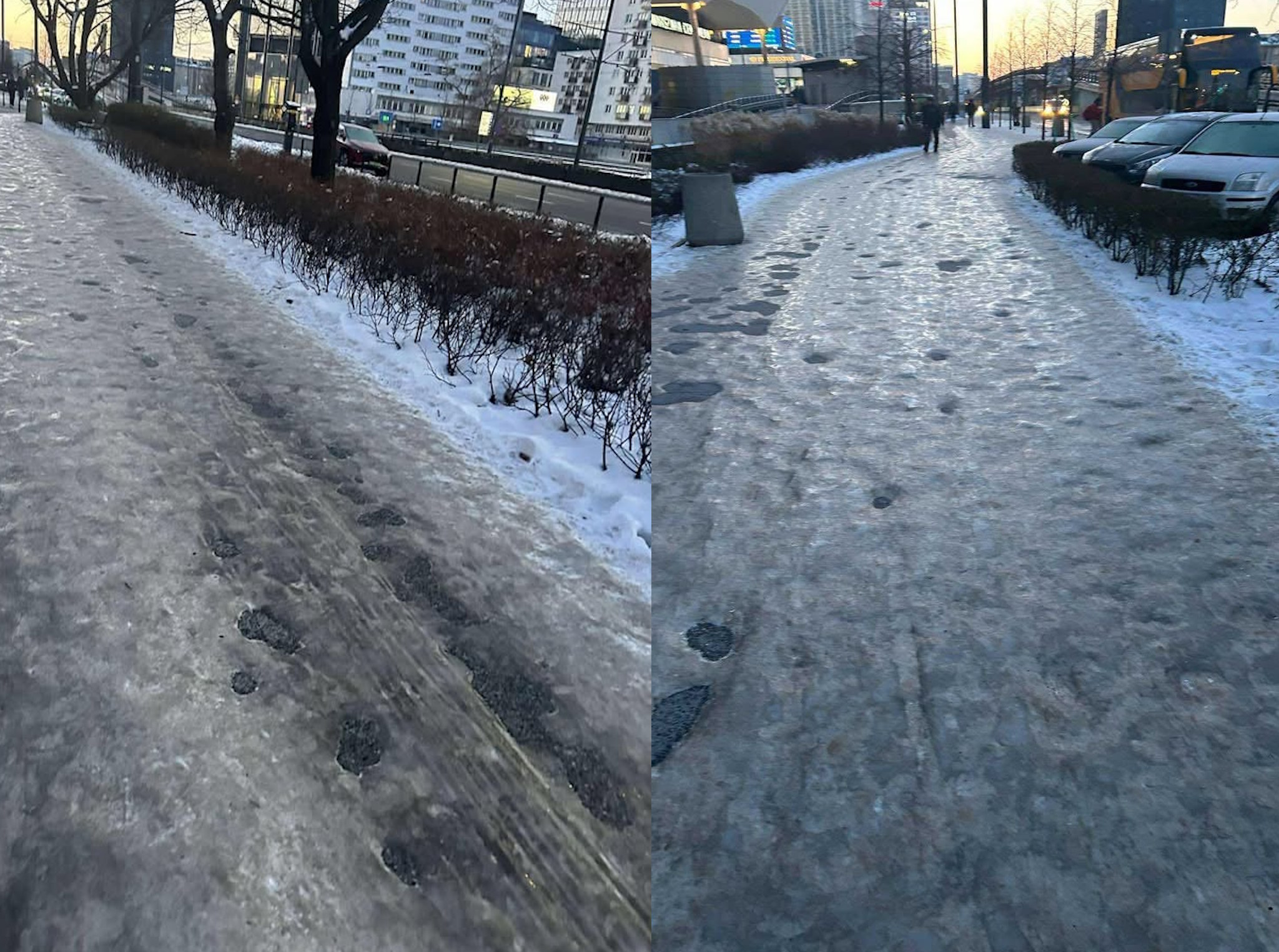 „To absurd”. Ścieżki rowerowe czarne, a piesi walczą z lodem w samym centrum Warszawy