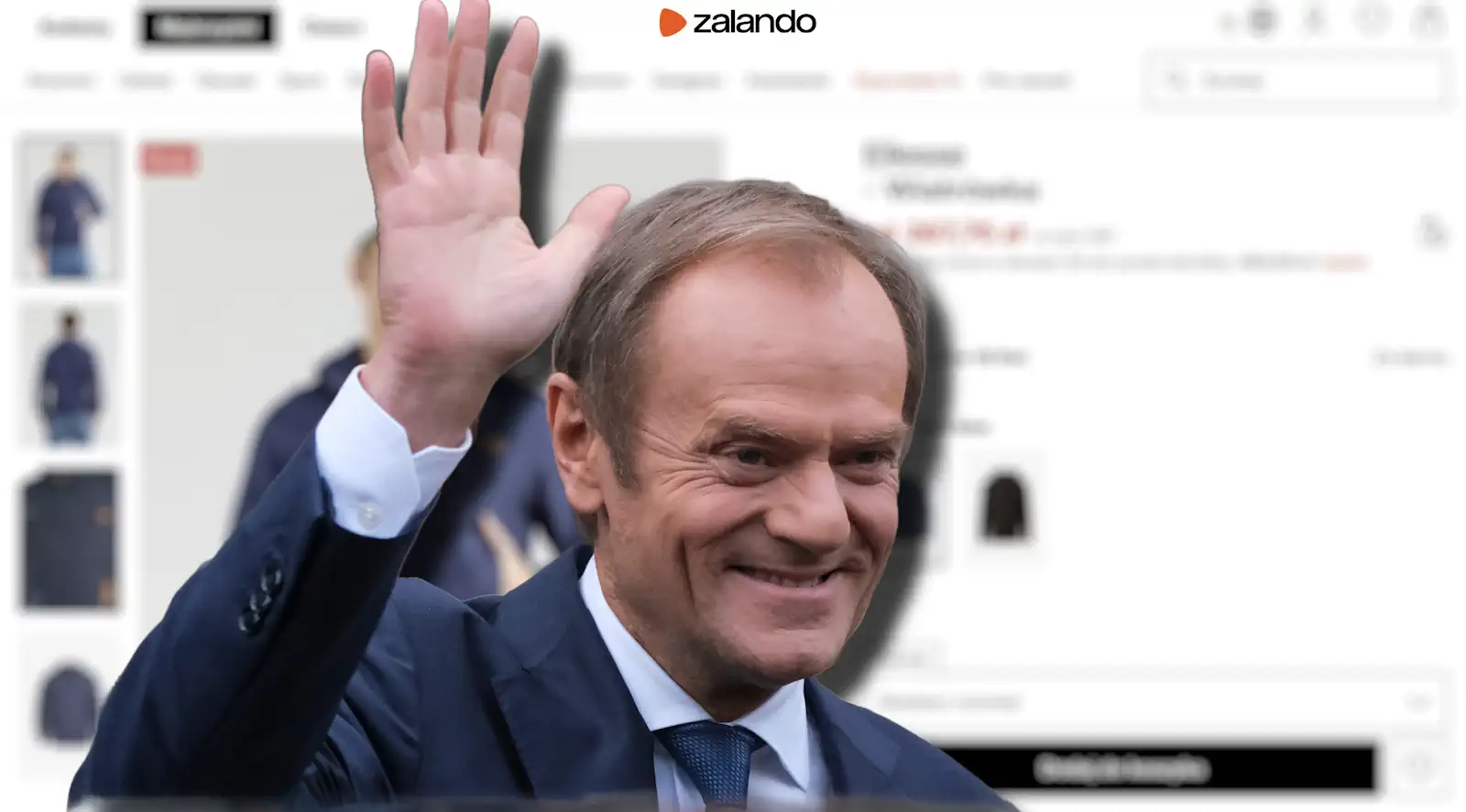 „Donald Tusk” na Zalando „sprzedaje kurtki”. Internauci zszokowani, zdjęcie modela wiralem