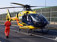 Śmigłowiec LPR wylądował na drodze ekspresowej. Fot. Warszawska Grupa Luka&Maro