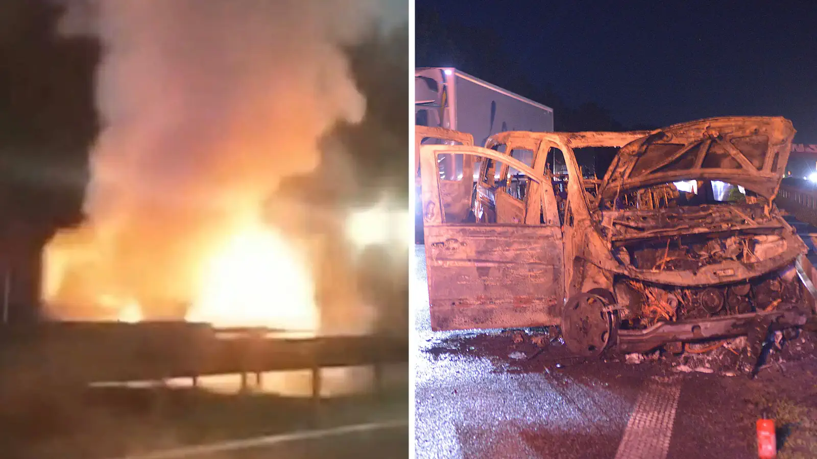 Potężny wypadek na S8. Bus stanął w ogniu, kierowca w ciężkim stanie
