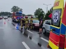 Kolizja trzech aut na ul. Wyszogrodzkiej w Płocku. | Fot. KMP Płock.