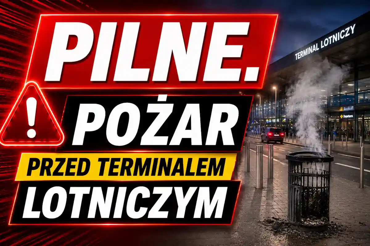 Pilne: pożar przed terminalem lotniska Warszawa-Modlin. Akcja straży pożarnej