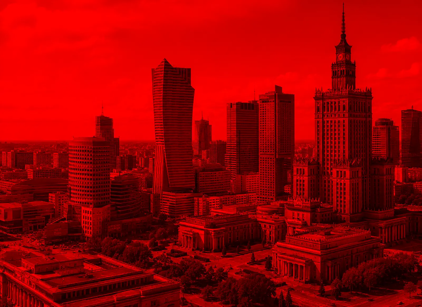 Warszawa na czerwono. Grafika symbolizująca ważne wydarzenie. | Fot. Warszawa w Pigułce.