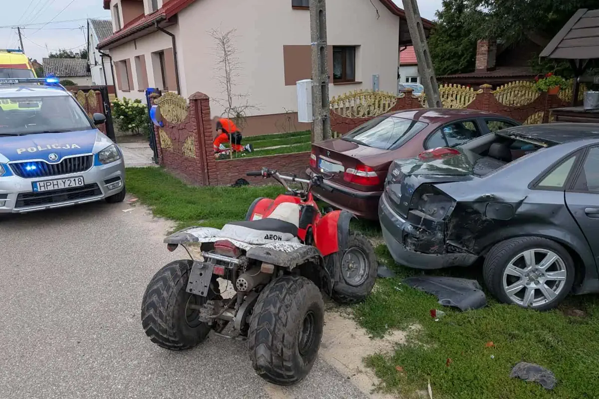 Wypadek z udziałem nastolatka, który kierował quadem. Na zdjęciu akcja służb.