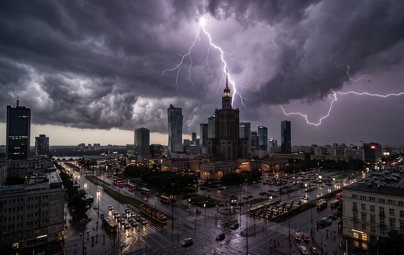 Pilny alert dla 11 województw. „Przerwy w dostawach prądu, unikaj otwartych przestrzeni”. W Warszawie prawdopodobieństwo to 85 procent