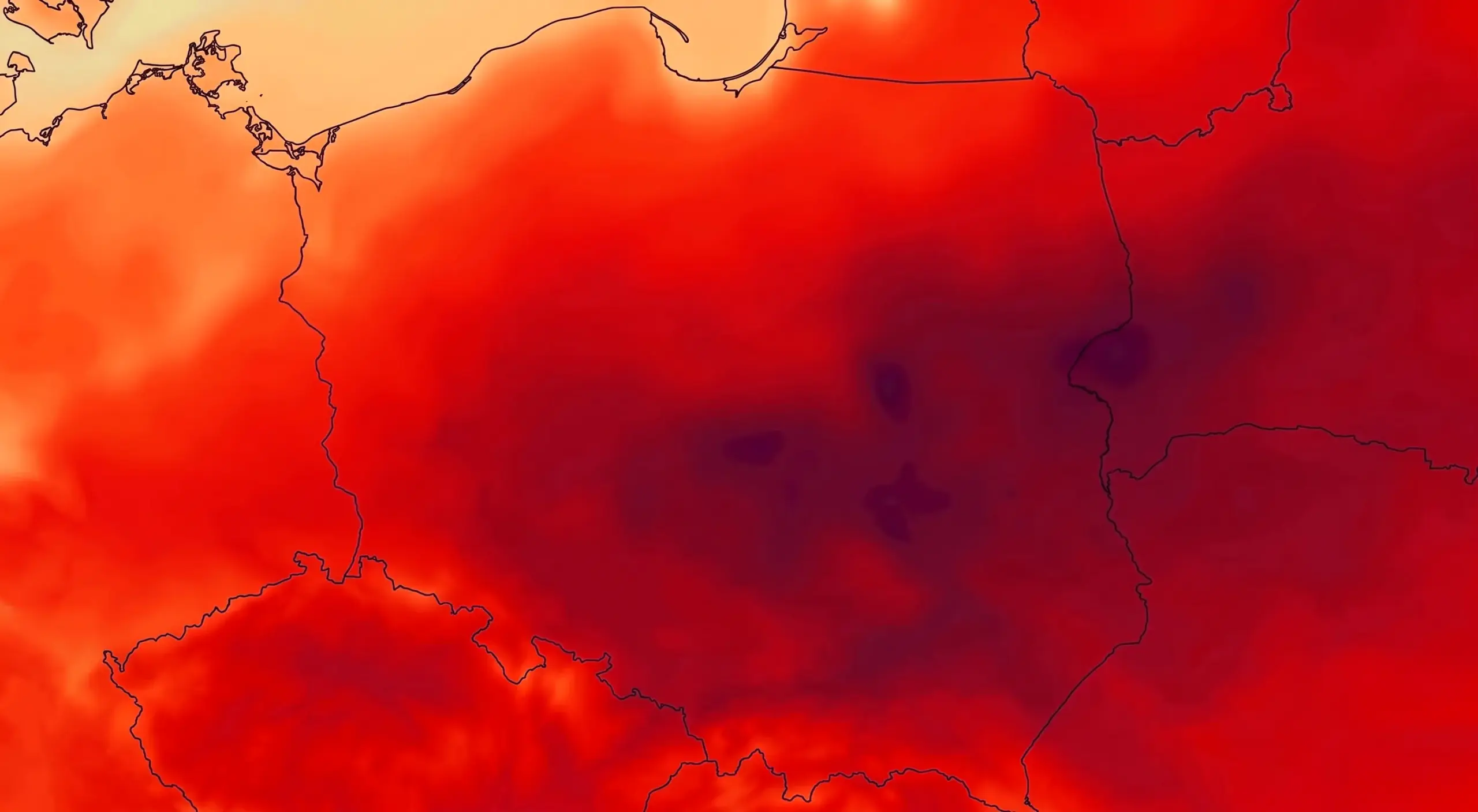 Mapa pogodowa Polski. Prognoza dotyczy początku sierpnia 2026 roku.