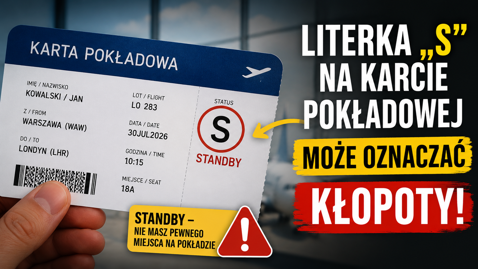 Litera „S” na karcie pokładowej? Może oznaczać kłopoty. Pasażerowie powinni wiedzieć, co oznacza „standby”