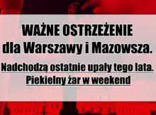 Ostrzeżenie przed upałami w weekend.