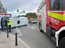 Wypadek na skrzyżowaniu ulic Grochowskiej i Podskarbińskiej. Zdjęcie wykonano dnia 05.09.2026.