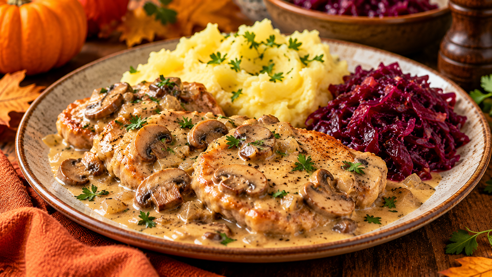 Ten jesienny obiad robię, gdy za oknem jest zimno. Mięciutkie mięso w sosie pieczarkowym smakuje jak u babci